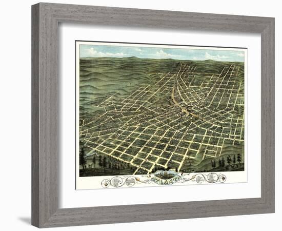 Atlanta, Georgia - Panoramic Map-Lantern Press-Framed Art Print