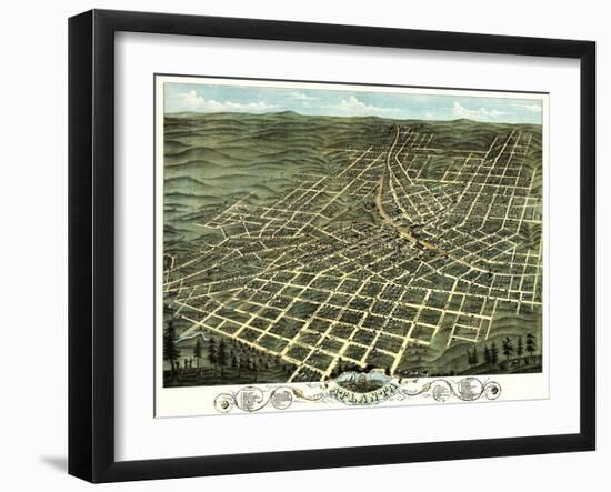 Atlanta, Georgia - Panoramic Map-Lantern Press-Framed Art Print