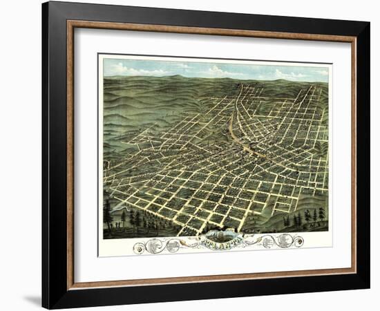 Atlanta, Georgia - Panoramic Map-Lantern Press-Framed Art Print