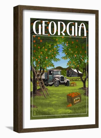 Atlanta, Georgia - Peach Orchard-Lantern Press-Framed Art Print
