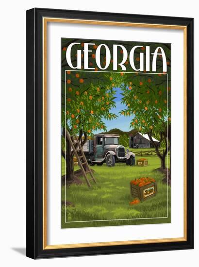 Atlanta, Georgia - Peach Orchard-Lantern Press-Framed Art Print