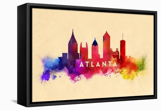 Atlanta, Georgia - Skyline Abstract-Lantern Press-Framed Stretched Canvas