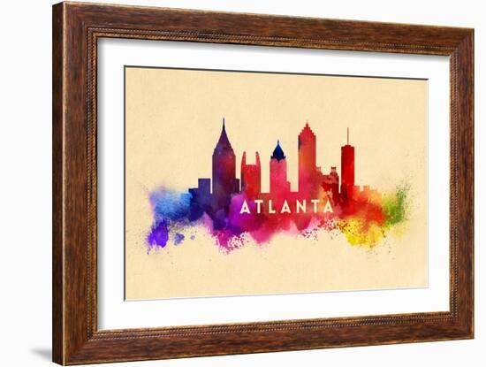 Atlanta, Georgia - Skyline Abstract-Lantern Press-Framed Art Print