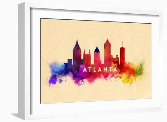 Atlanta, Georgia - Skyline Abstract-Lantern Press-Framed Art Print