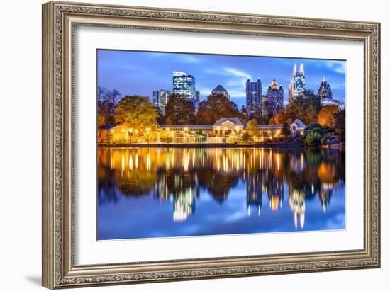 Atlanta, Georgia, USA Downtown City Skyline at Piedmont Park's Lake Meer-Sean Pavone-Framed Photographic Print