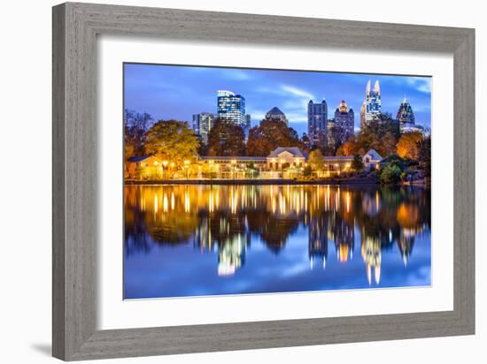 Atlanta, Georgia, USA Downtown City Skyline at Piedmont Park's Lake Meer-Sean Pavone-Framed Photographic Print