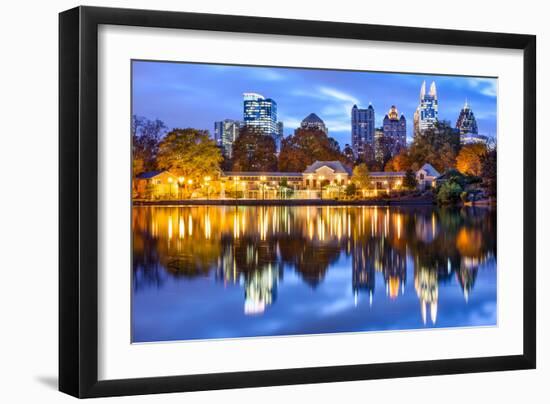 Atlanta, Georgia, USA Downtown City Skyline at Piedmont Park's Lake Meer-Sean Pavone-Framed Photographic Print