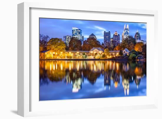 Atlanta, Georgia, USA Downtown City Skyline at Piedmont Park's Lake Meer-Sean Pavone-Framed Photographic Print