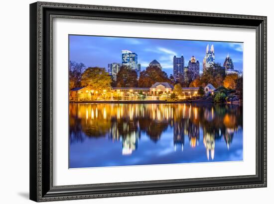 Atlanta, Georgia, USA Downtown City Skyline at Piedmont Park's Lake Meer-Sean Pavone-Framed Photographic Print