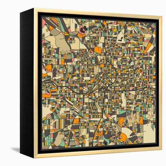 Atlanta Map-Jazzberry Blue-Framed Stretched Canvas