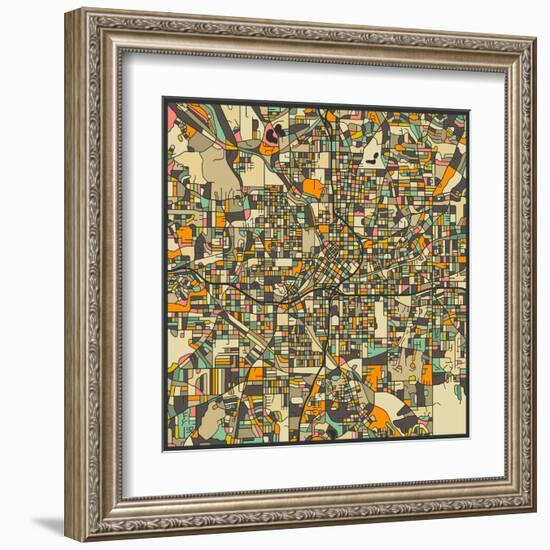 Atlanta Map-Jazzberry Blue-Framed Art Print