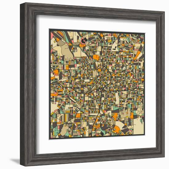 Atlanta Map-Jazzberry Blue-Framed Art Print