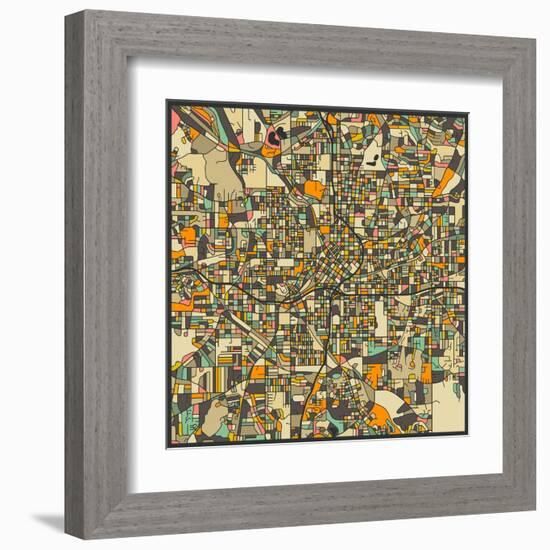 Atlanta Map-Jazzberry Blue-Framed Art Print