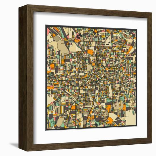 Atlanta Map-Jazzberry Blue-Framed Art Print