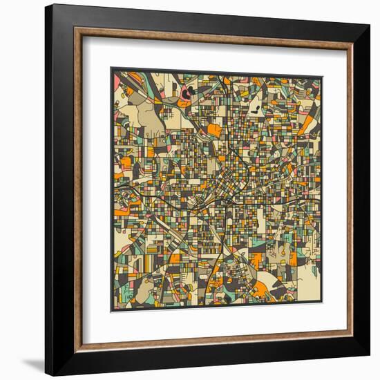 Atlanta Map-Jazzberry Blue-Framed Art Print