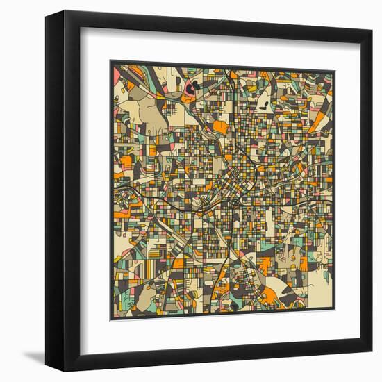 Atlanta Map-Jazzberry Blue-Framed Art Print