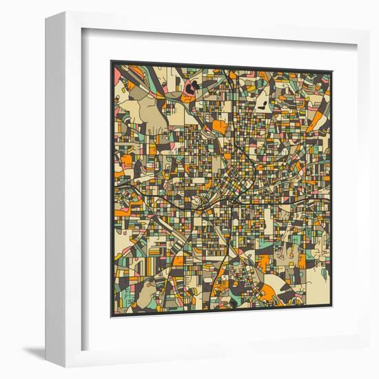 Atlanta Map-Jazzberry Blue-Framed Art Print