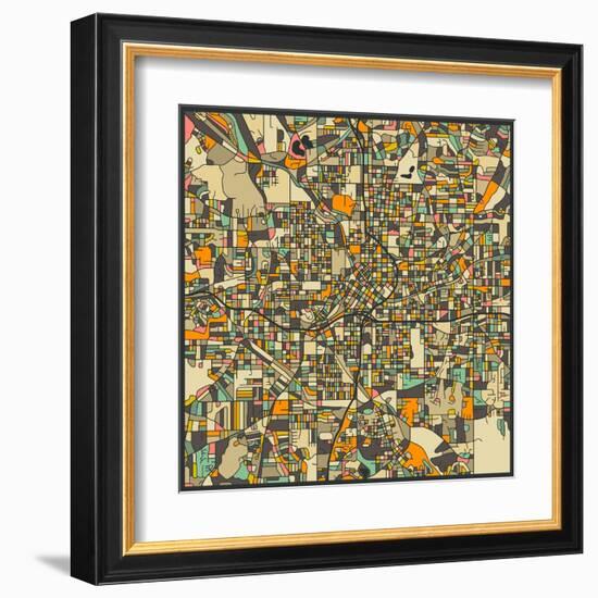 Atlanta Map-Jazzberry Blue-Framed Art Print