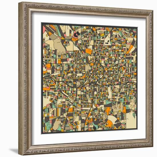 Atlanta Map-Jazzberry Blue-Framed Art Print