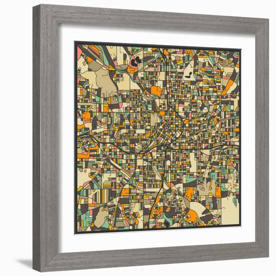 Atlanta Map-Jazzberry Blue-Framed Art Print