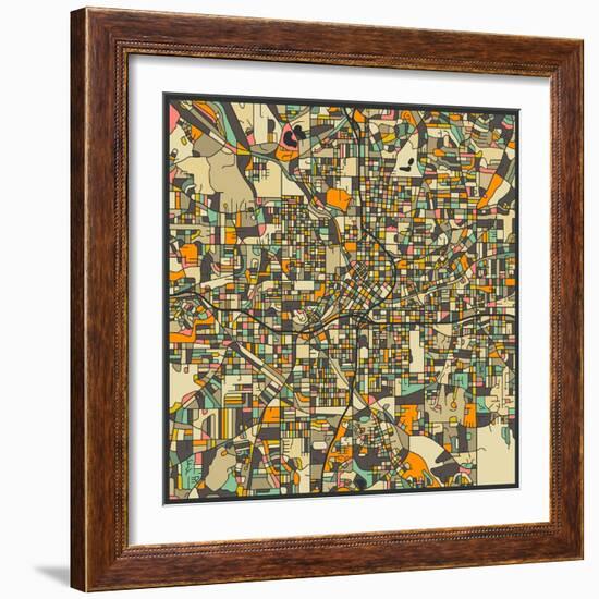 Atlanta Map-Jazzberry Blue-Framed Art Print