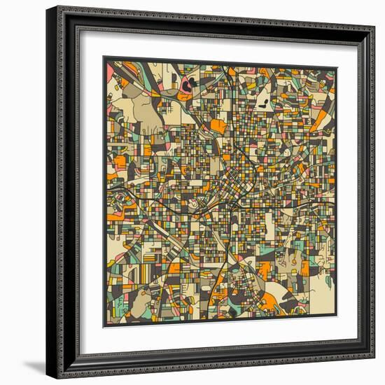 Atlanta Map-Jazzberry Blue-Framed Art Print