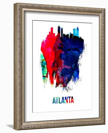 Atlanta Skyline Brush Stroke - Watercolor-NaxArt-Framed Art Print