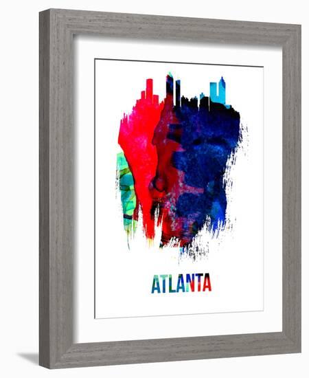 Atlanta Skyline Brush Stroke - Watercolor-NaxArt-Framed Art Print