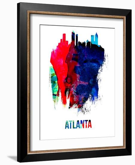 Atlanta Skyline Brush Stroke - Watercolor-NaxArt-Framed Art Print