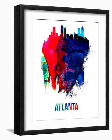 Atlanta Skyline Brush Stroke - Watercolor-NaxArt-Framed Art Print