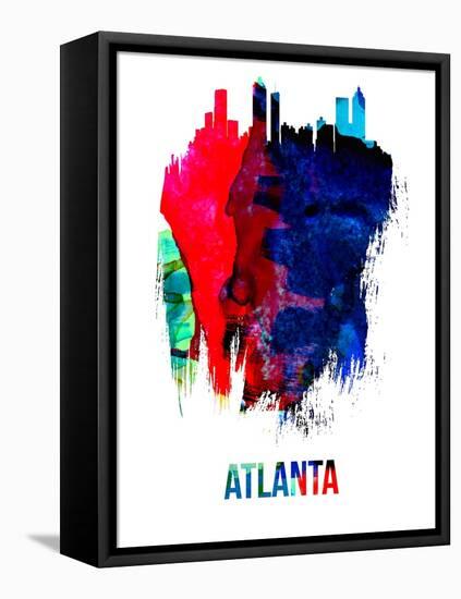 Atlanta Skyline Brush Stroke - Watercolor-NaxArt-Framed Stretched Canvas