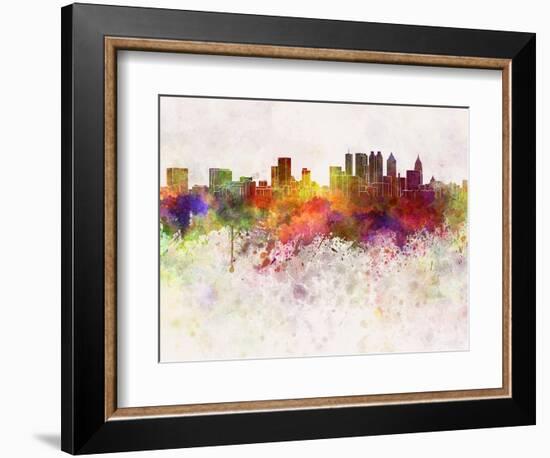 Atlanta Skyline in Watercolor Background-paulrommer-Framed Art Print