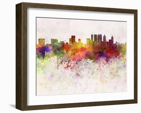 Atlanta Skyline in Watercolor Background-paulrommer-Framed Art Print