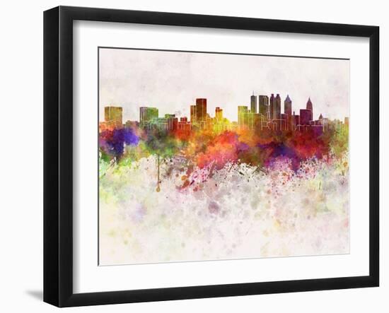 Atlanta Skyline in Watercolor Background-paulrommer-Framed Art Print