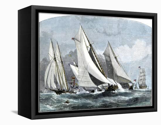 Atlanta, "Tidal Wave," and "Mischief" in An America's Cup Race Off Sandy Hook, NJ, 1881-null-Framed Premier Image Canvas