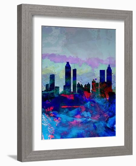 Atlanta Watercolor Skyline-NaxArt-Framed Art Print