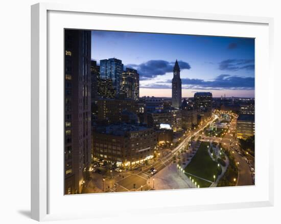 Atlantic Avenue Greenway and Customs Houseview North, Boston, Massachusetts, USA-Walter Bibikow-Framed Photographic Print