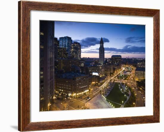 Atlantic Avenue Greenway and Customs Houseview North, Boston, Massachusetts, USA-Walter Bibikow-Framed Photographic Print