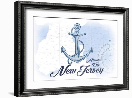 Atlantic City, New Jersey - Anchor - Blue - Coastal Icon-Lantern Press-Framed Art Print