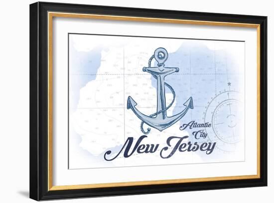 Atlantic City, New Jersey - Anchor - Blue - Coastal Icon-Lantern Press-Framed Art Print