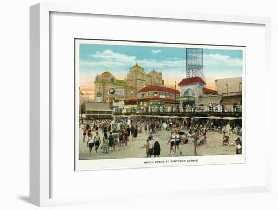 Atlantic City, New Jersey - Beach Scene at Kentucky Avenue, c.1929-Lantern Press-Framed Art Print