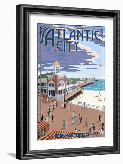 Atlantic City, New Jersey - Boardwalk-Lantern Press-Framed Art Print