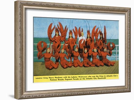 Atlantic City, New Jersey - Lobster King Harry Hackney with Lady Lobsters-Lantern Press-Framed Art Print