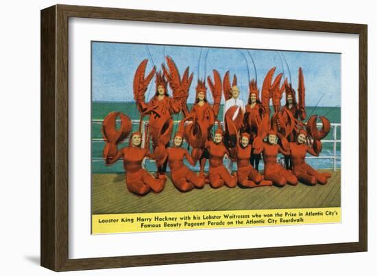 Atlantic City, New Jersey - Lobster King Harry Hackney with Lady Lobsters-Lantern Press-Framed Art Print