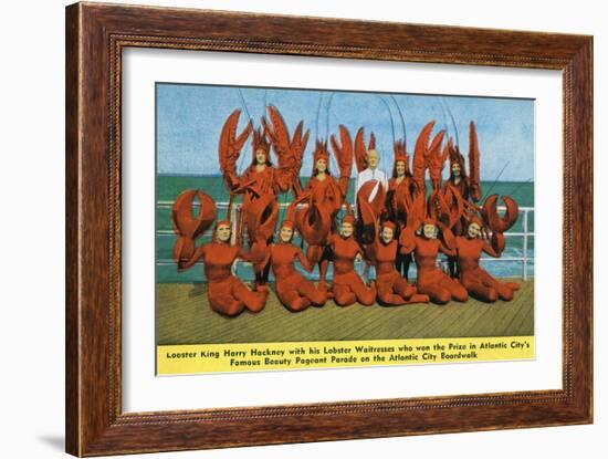 Atlantic City, New Jersey - Lobster King Harry Hackney with Lady Lobsters-Lantern Press-Framed Art Print