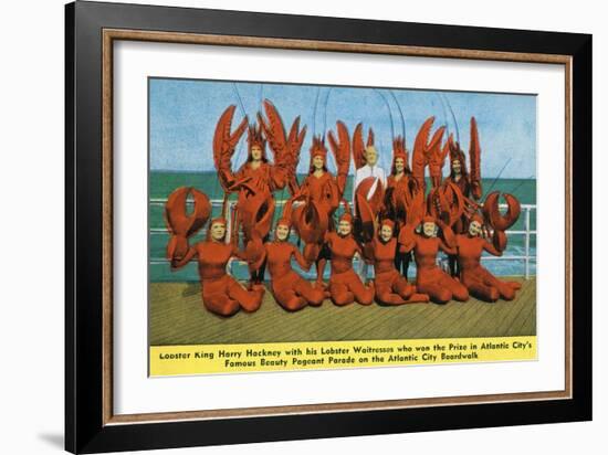 Atlantic City, New Jersey - Lobster King Harry Hackney with Lady Lobsters-Lantern Press-Framed Art Print