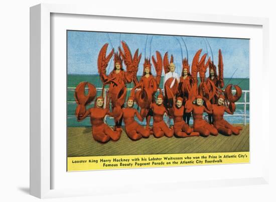 Atlantic City, New Jersey - Lobster King Harry Hackney with Lady Lobsters-Lantern Press-Framed Art Print