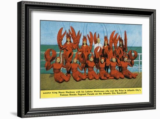 Atlantic City, New Jersey - Lobster King Harry Hackney with Lady Lobsters-Lantern Press-Framed Art Print