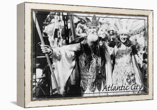 Atlantic City, New Jersey - Neptune and Miss America at Carnival --Lantern Press-Framed Stretched Canvas