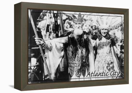 Atlantic City, New Jersey - Neptune and Miss America at Carnival --Lantern Press-Framed Stretched Canvas